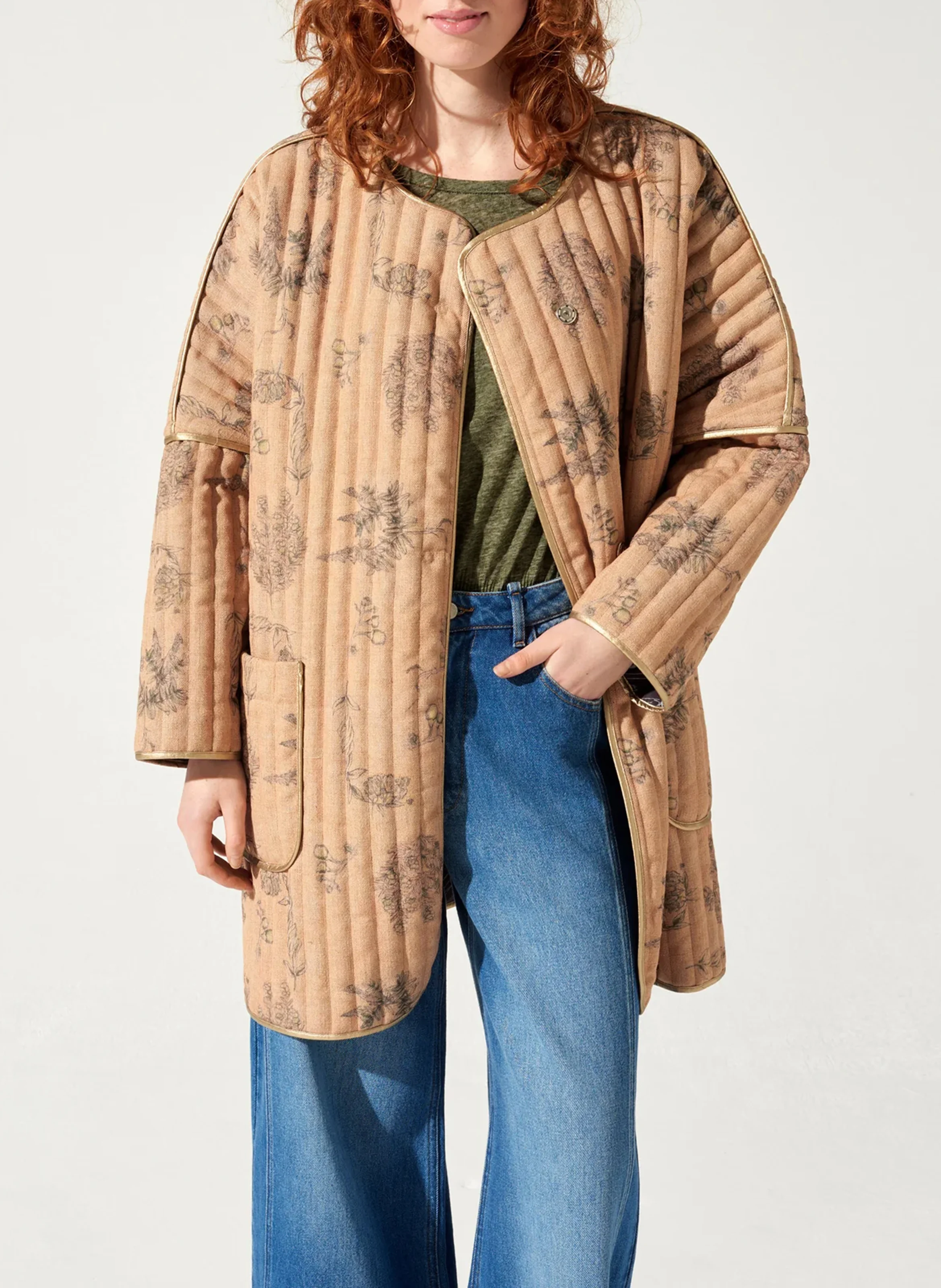 Manteau imprimé matelassé | Orange
