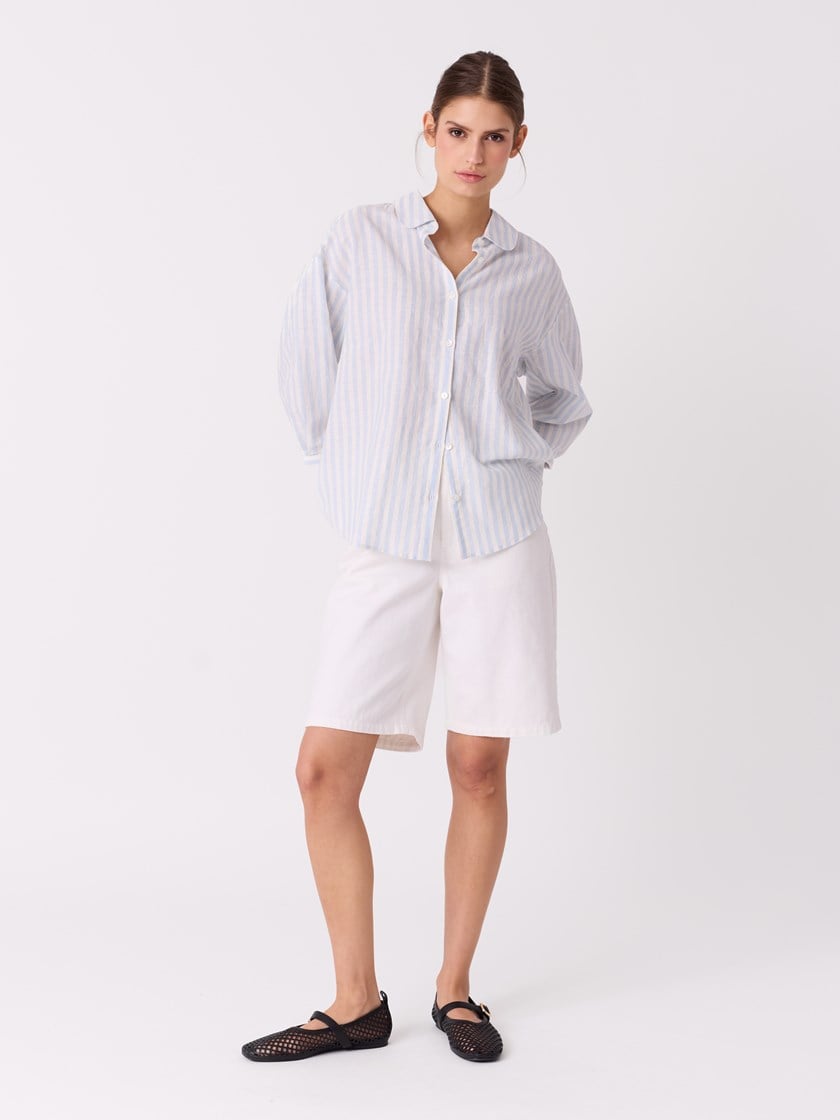 Brith stripet bluse Chambray Blue