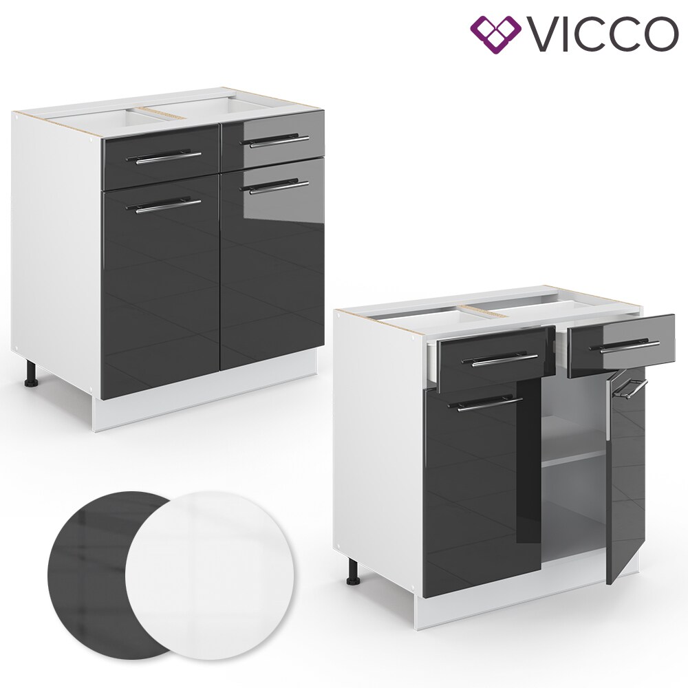 VICCO Schubunterschrank 80 cm Anthrazit Küchenzeile Unterschrank Fame