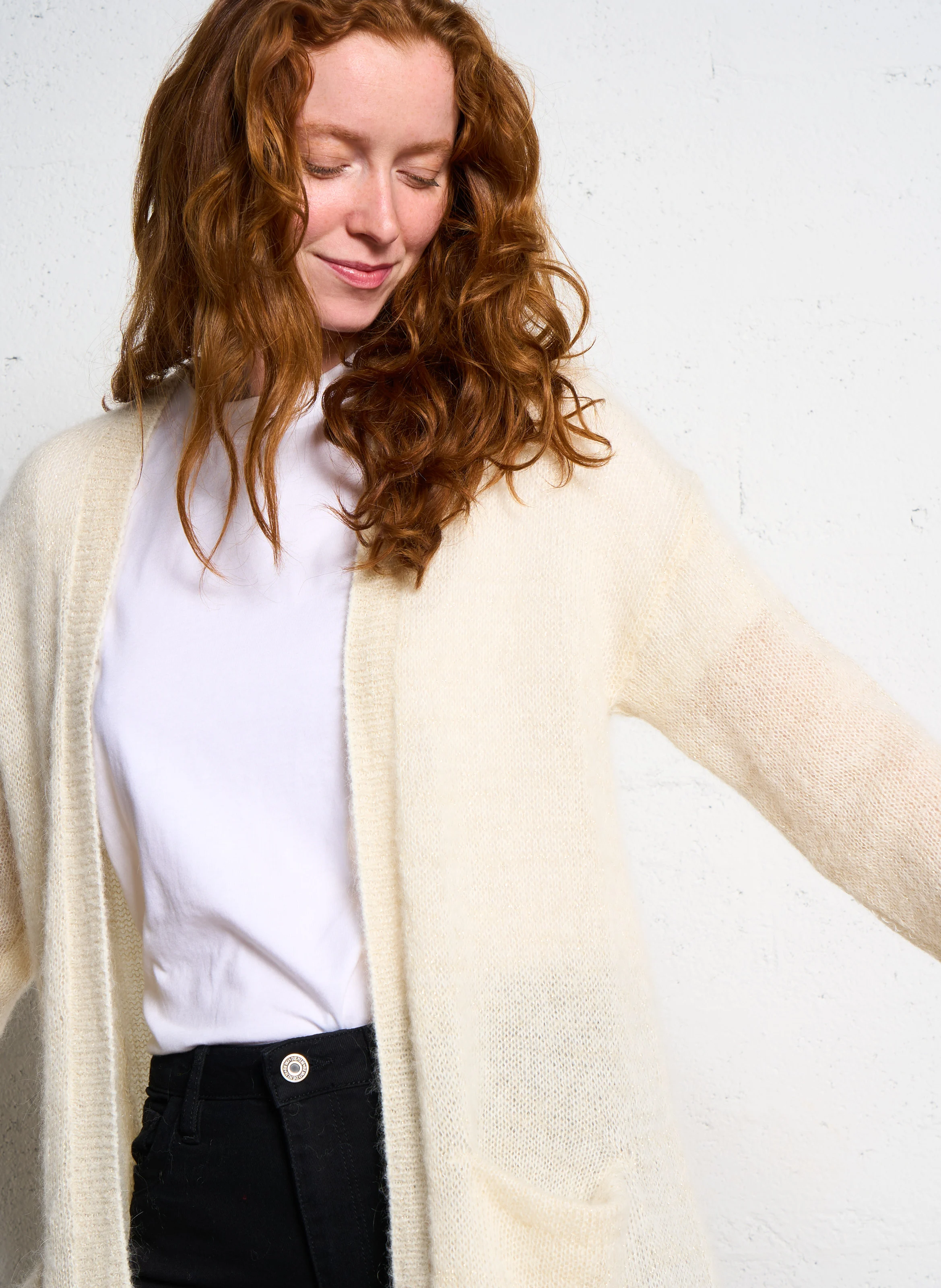 GARANCYAX - Gilet droit en laine mélangée | Blanc