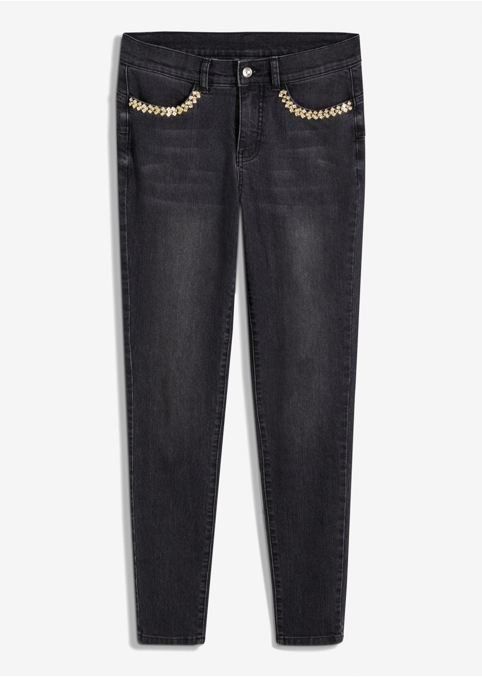 Jean extensible avec détail bijou