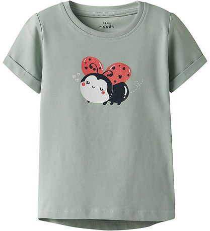 Name It T-Shirt - NmfVix - Aqua Grau/Ladybird