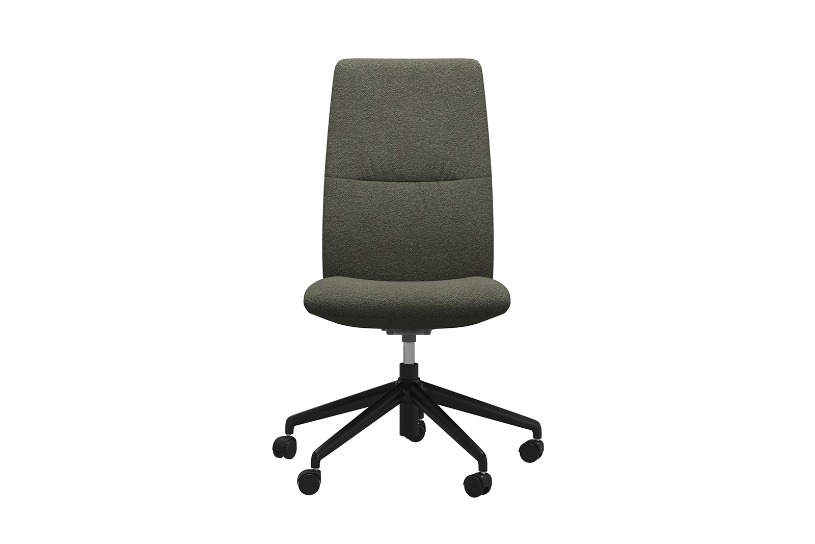 Mint kontorstol Høy stol i tekstil Orchid Green uten arm og med matt sort understell