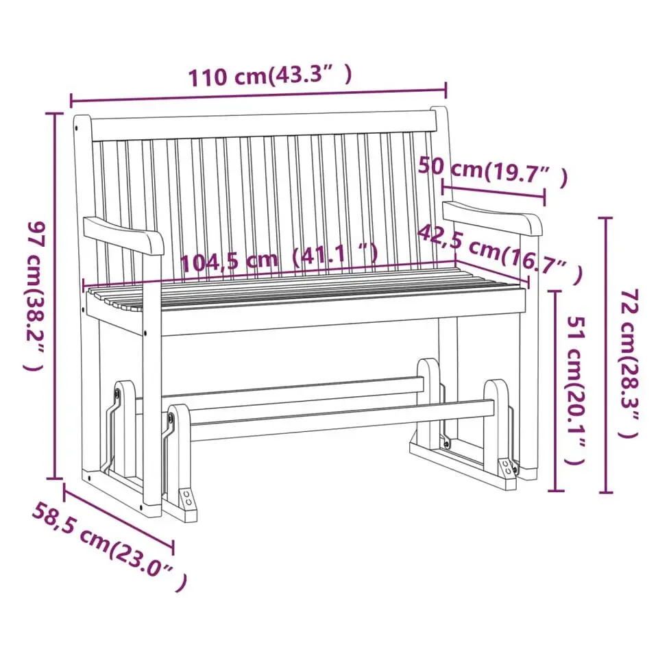 vidaXL - Schommelbank - Bruin - Acaciahout -110 cm