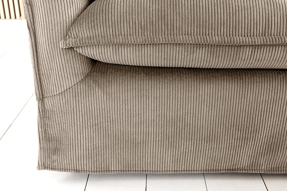 Riess Ambiente Großes 3-Sitzer Sofa Heaven - 200cm - Greige - Cord Federkern Hussensofa