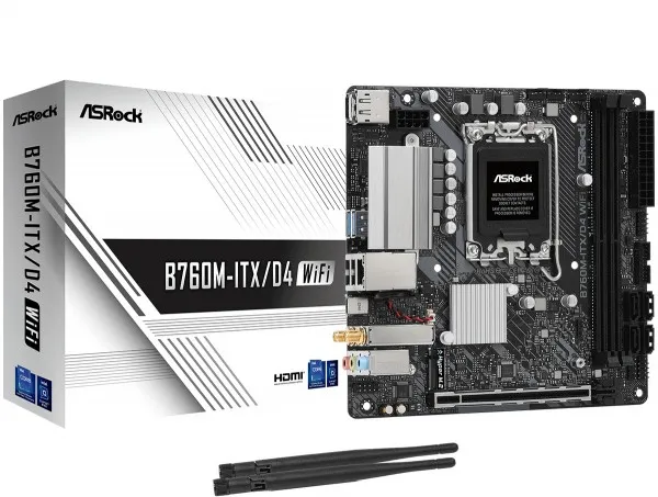 ASRock B760M-ITX/D4 WiFi - Bundkort - mini ITX - LGA1700 sokkel - B760 Chipset - USB-C 3.2 Gen 2x2, USB 3.2 Gen 1 - Wi-Fi 6E, Gigabit LAN, Bluetooth - onboard grafik (CPU påkrævet) - HD Audio (8-kanaler)
