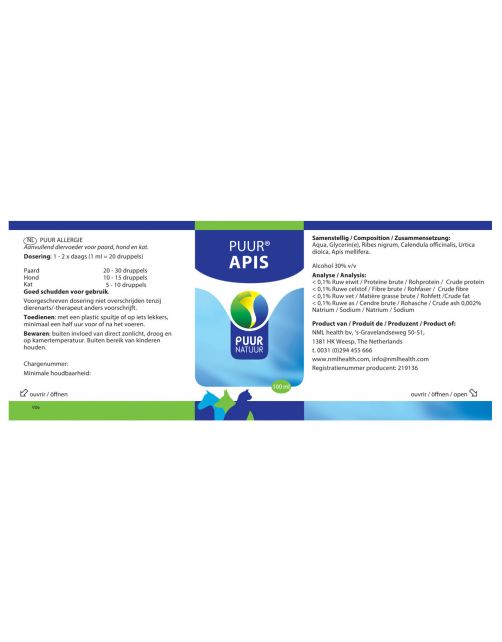 Puur Natuur Apis Allergie - Huidverzorging - 100 ml Hond\/Kat\/Paard