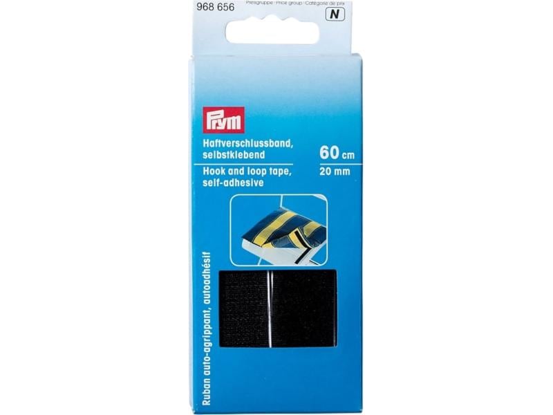 Prym Klettbandverschluss 60 cm, selbstklebend, Schwarz Selbstklebendes Haftverschlussband in Schwarz