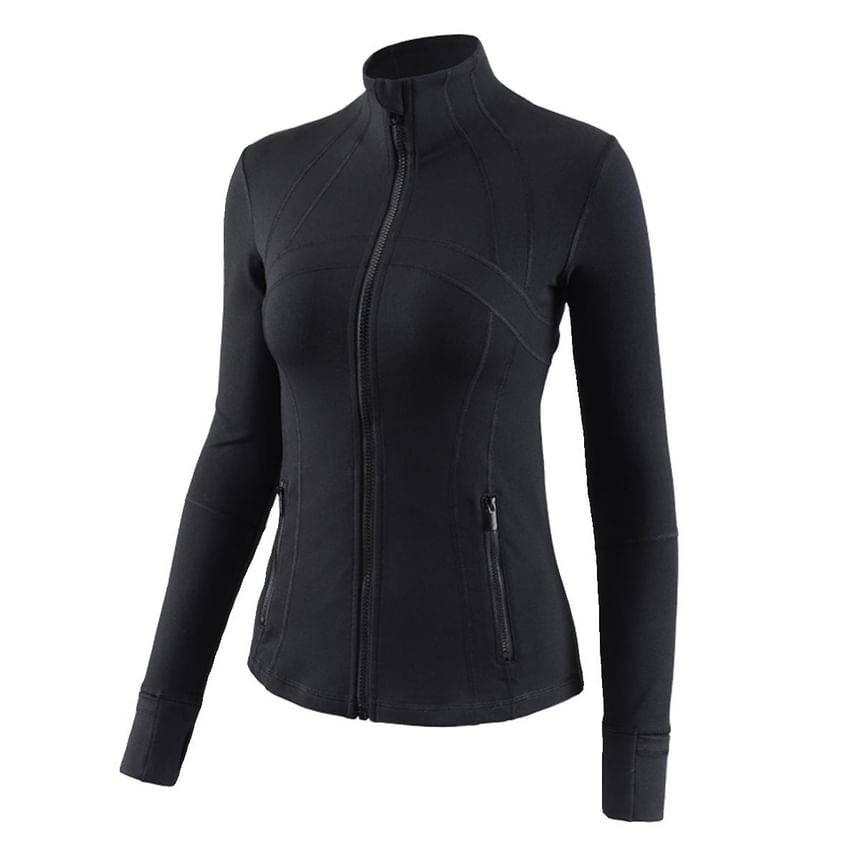 Claduodoe - Sporttop met lange mouwen, coltrui, effen rits en slanke pasvorm