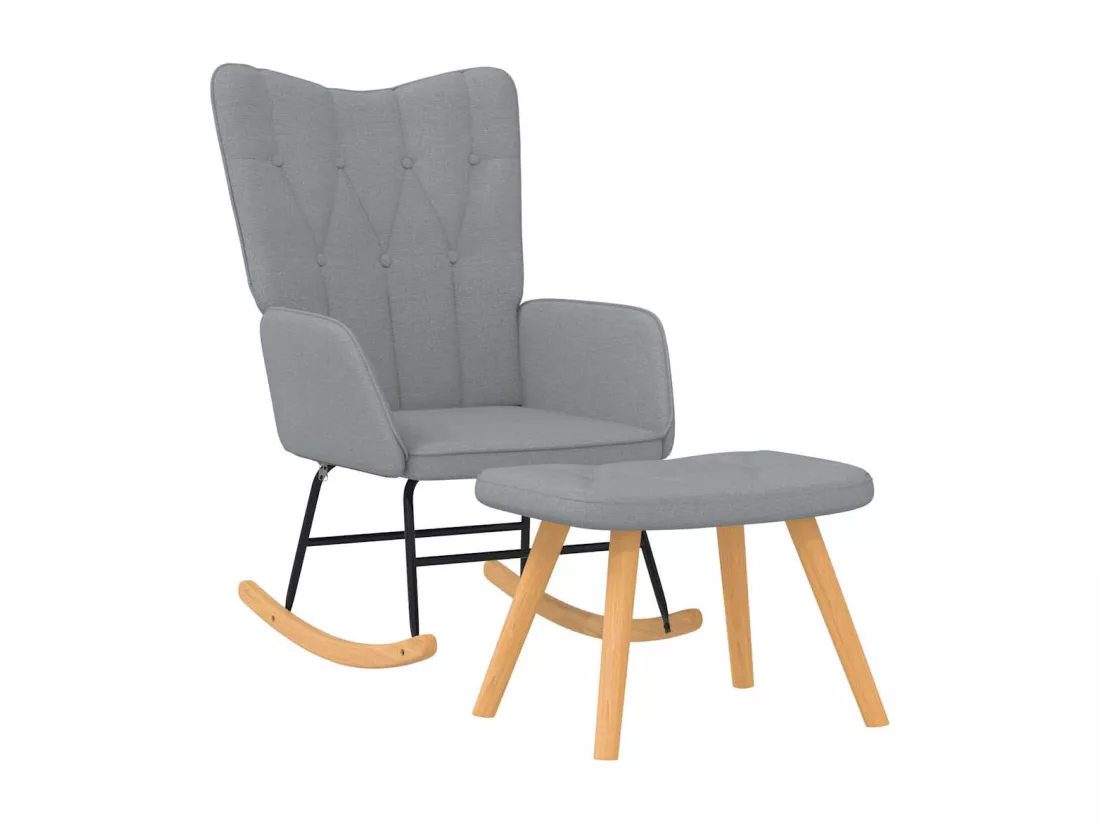 Chaise à bascule avec tabouret Gris clair Tissu