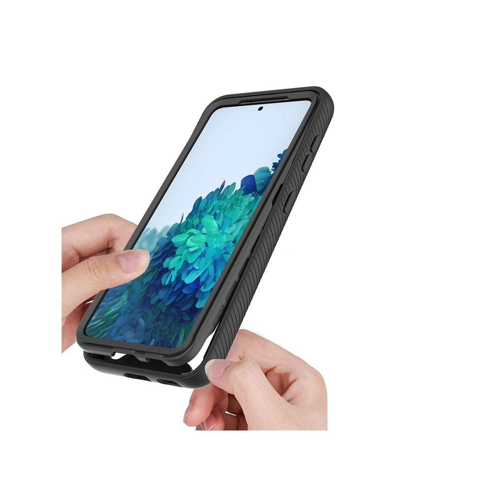 iPhone 13 Pro Hybrid 2in1 Hülle Shock Proof   Acryl Rückseite - Schwarz