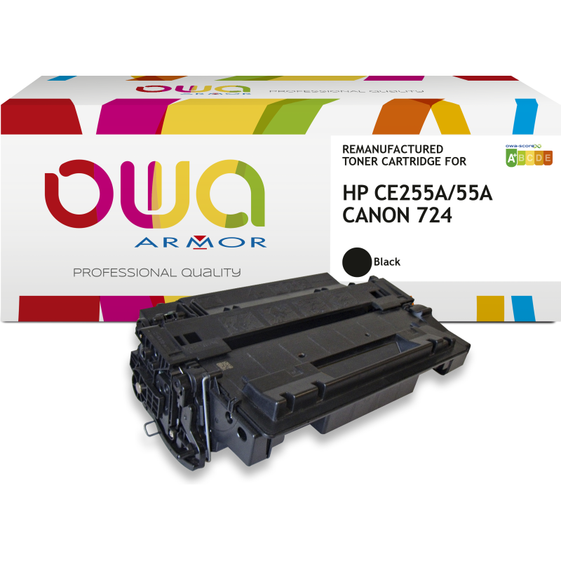 Toner remanufacturé OWA - standard - Noir - pour HP CE255A, CANON 724