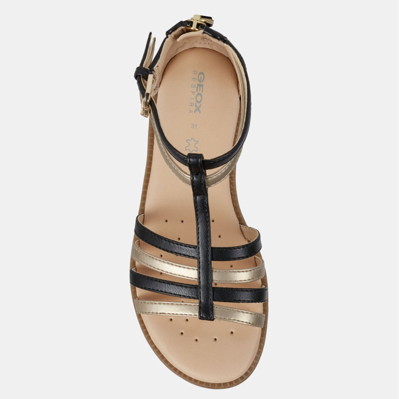 Geox Sandales Karly à brides tricolores et zip à l'arrière noires