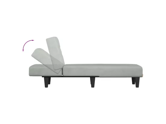 Chaise longue gris clair velours
