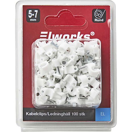 Elworks kabelclips 5-7 100 stk. - hvid