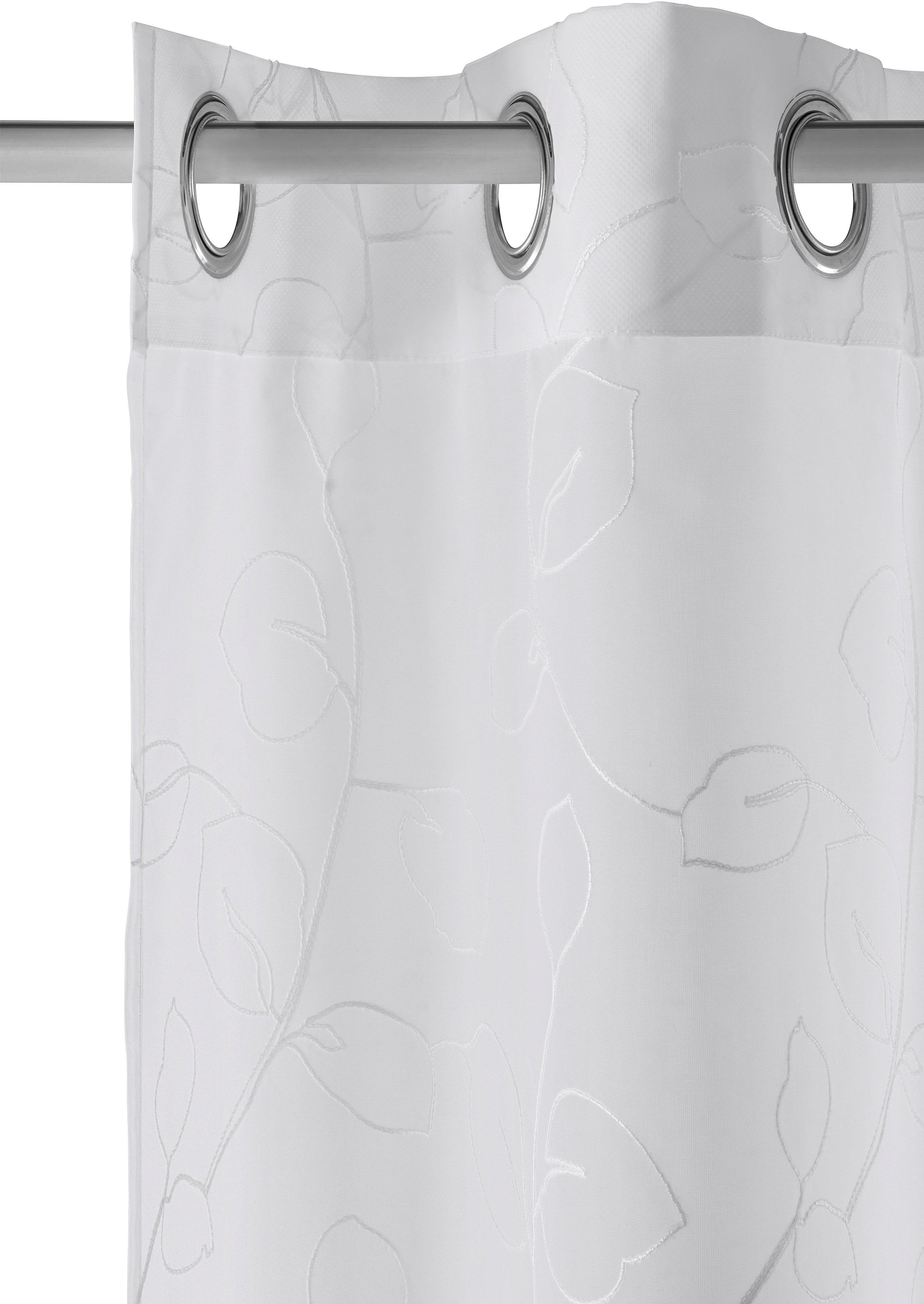Home affaire Gardine »Adele« Ösen 1 Stk. tlg. transparent, mit floraler Stickerei, Voile