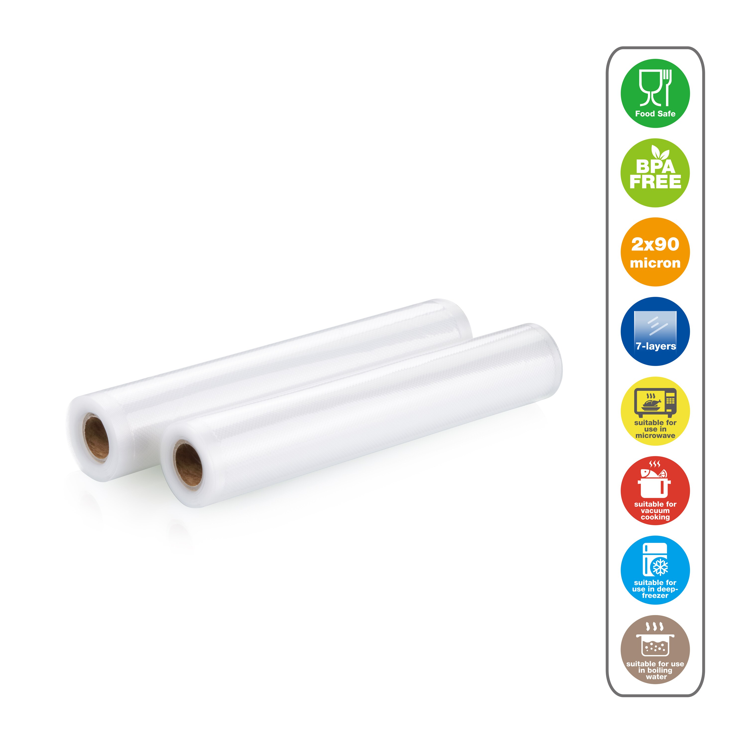 Peach Vakuumierfolie PH100, 2 Rollen 28x300cm, 2x90 mic, 7-lagig