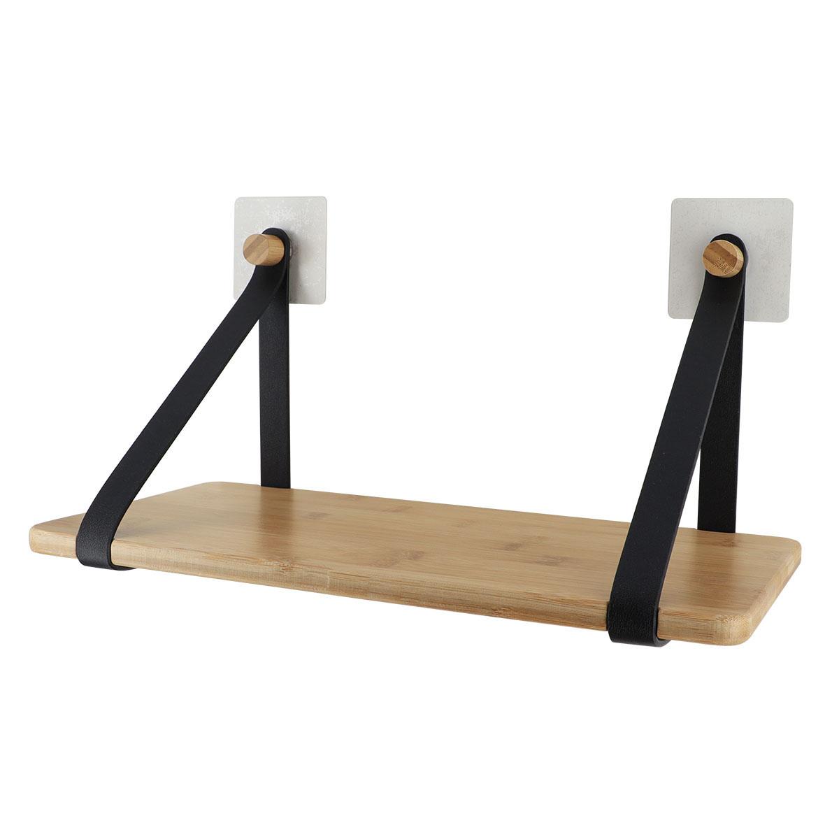 ETAGERE BAMBOU AVEC LANIERES A FIXER NOIR BAMBOU