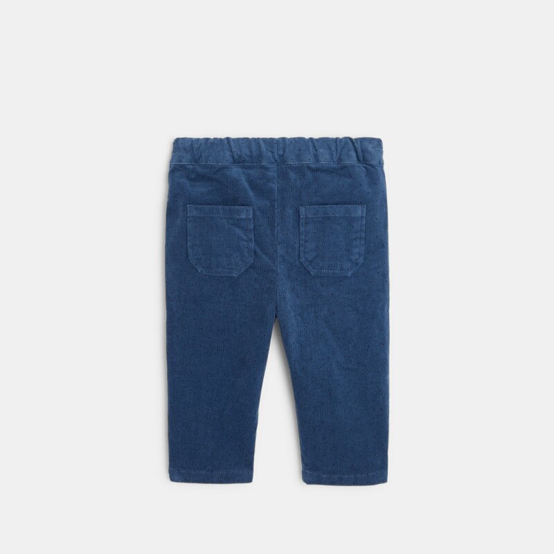 Pantalon velours stretch imprimé pois bleu bébé fille Bleu