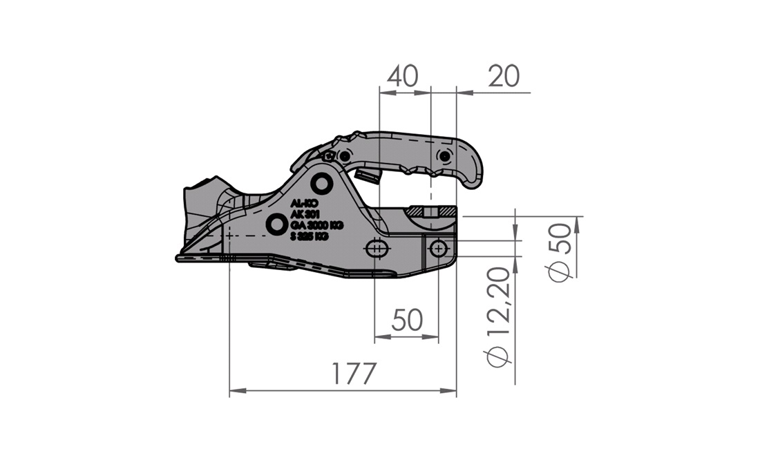 Kuglekobling 3000Kg Ø50mm AL-KO AK301