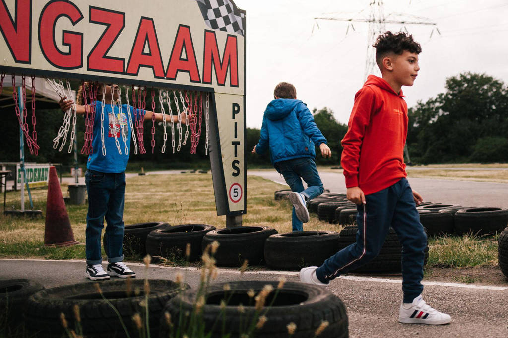 TYGO & vito regular fit joggingbroek Bas met zijstreep donkerblauw