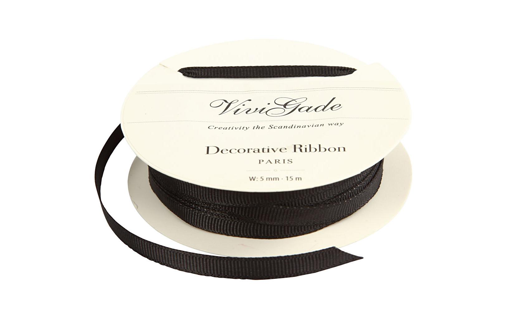 Textilband 6 mm x 15 m, SchwarzGeschenkband zur Dekoration von Präsenten