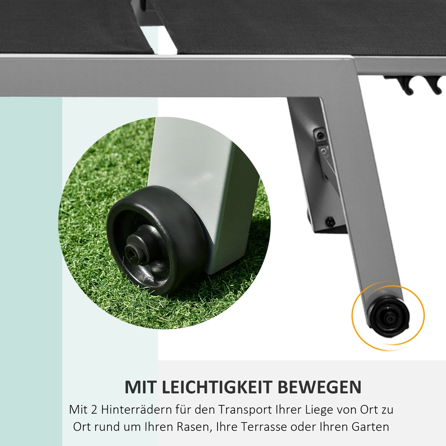 Outsunny Gartenliege mit verstellbarer Rückenlehne schwarz