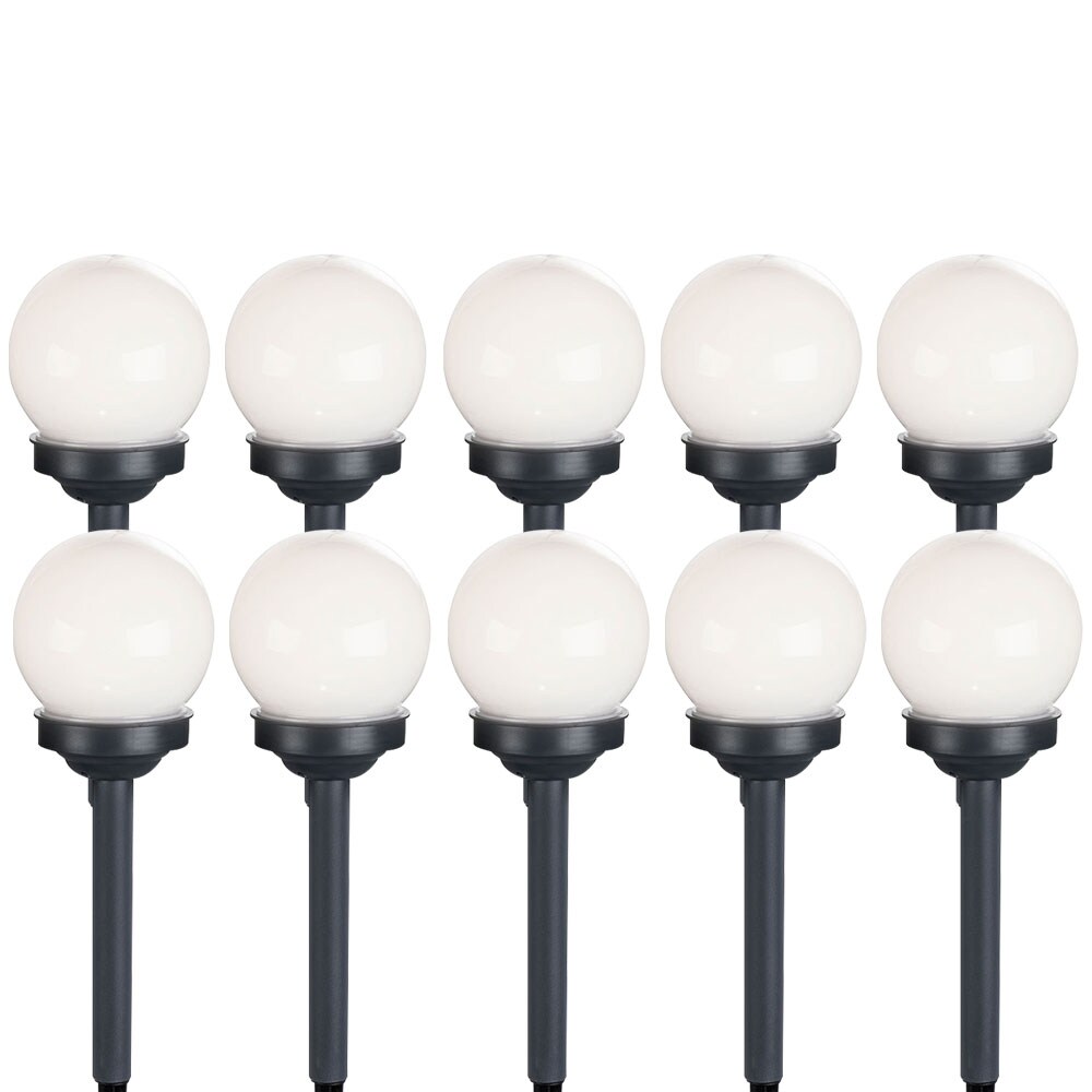 10er Set LED Solarkugel weiß, Erdspieß, DxH 10x38 cm