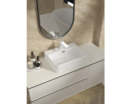 Jungborn wastafel THREE 52 x 40 cm wit glanzend incl. keramische afvoerplug