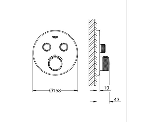 GROHE douchekraan met thermostaat GROHTHERM SMARTCONTROL supersteel mat 29119DC0