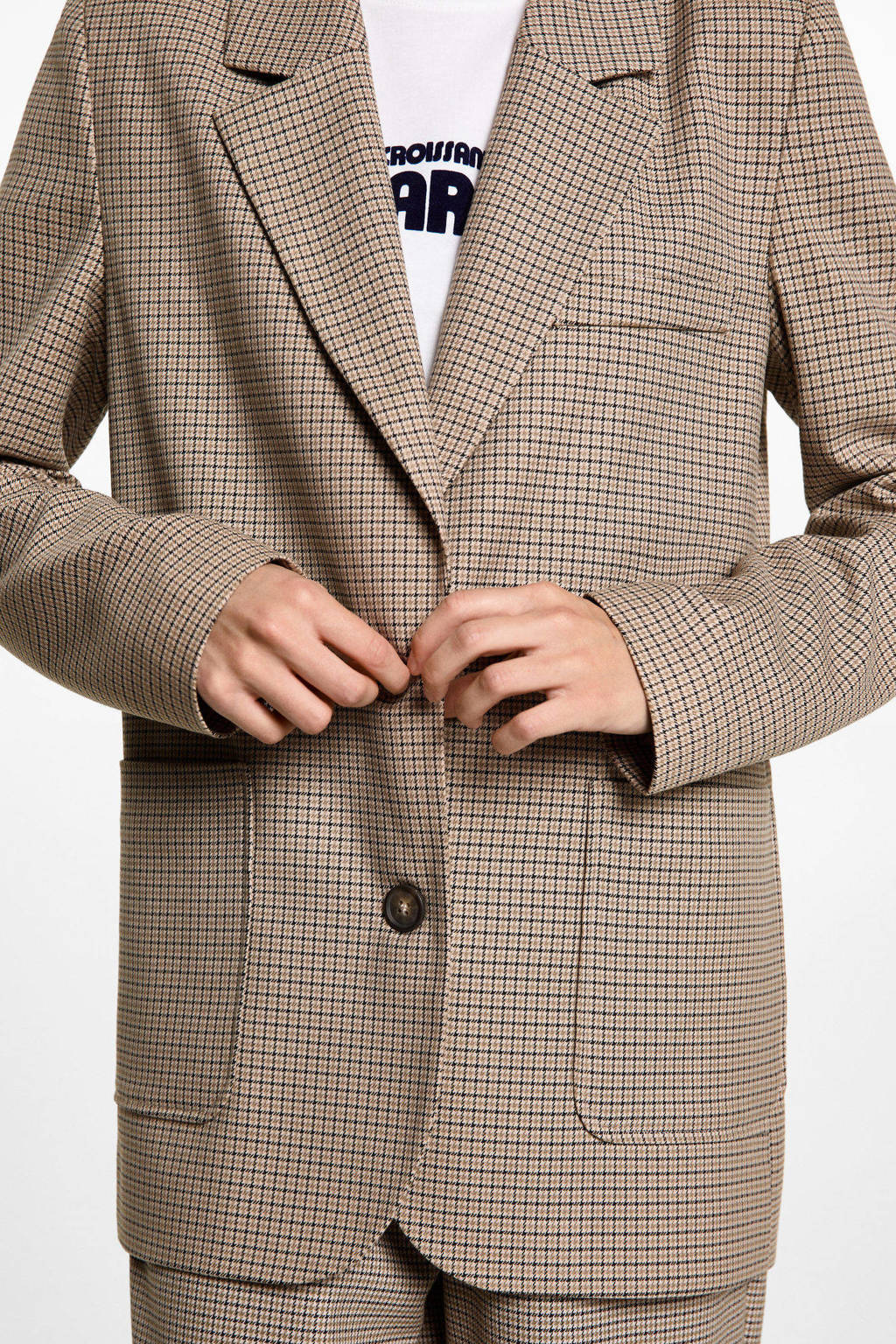 MANGO TEEN regular fit blazer lichtbruin