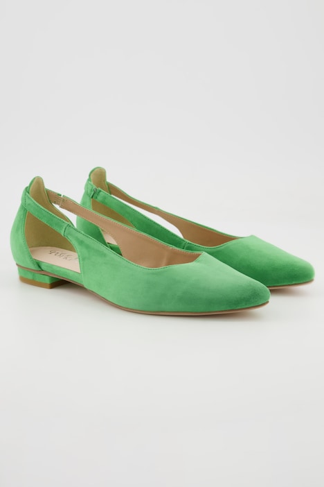 Leder-Ballerinas, Cut-Out, Weite H