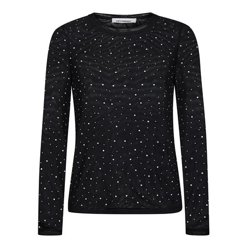 Co'Couture MaxiCC Crystal Mesh Bluse, Black, M