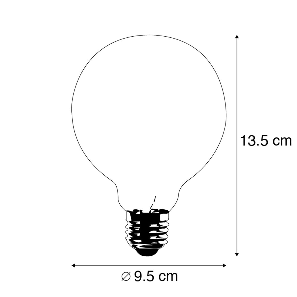 Set van 3 E27 LED gedraaid filament lampen G95 helder 5W 400 lm 2200K