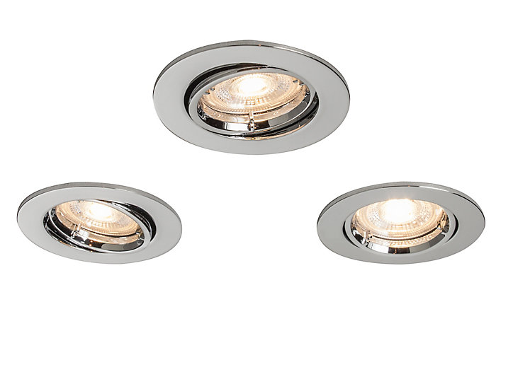 3 spots à encastrer Colours Caius IP20 chrome Ø8,5 cm