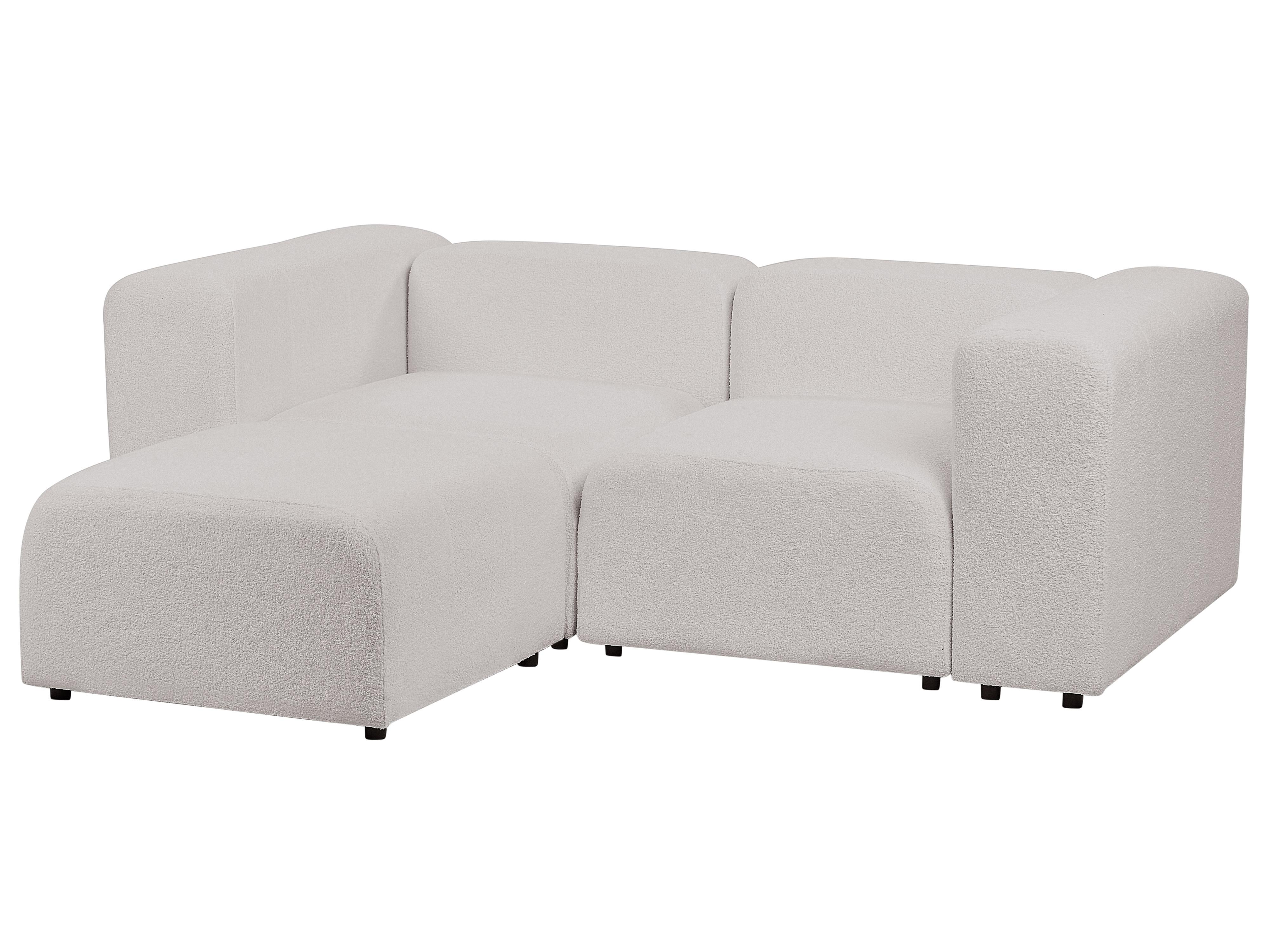 Modulaire bank 2-zits FALSTERBO Bouclé Lichtgrijs met ottomaan