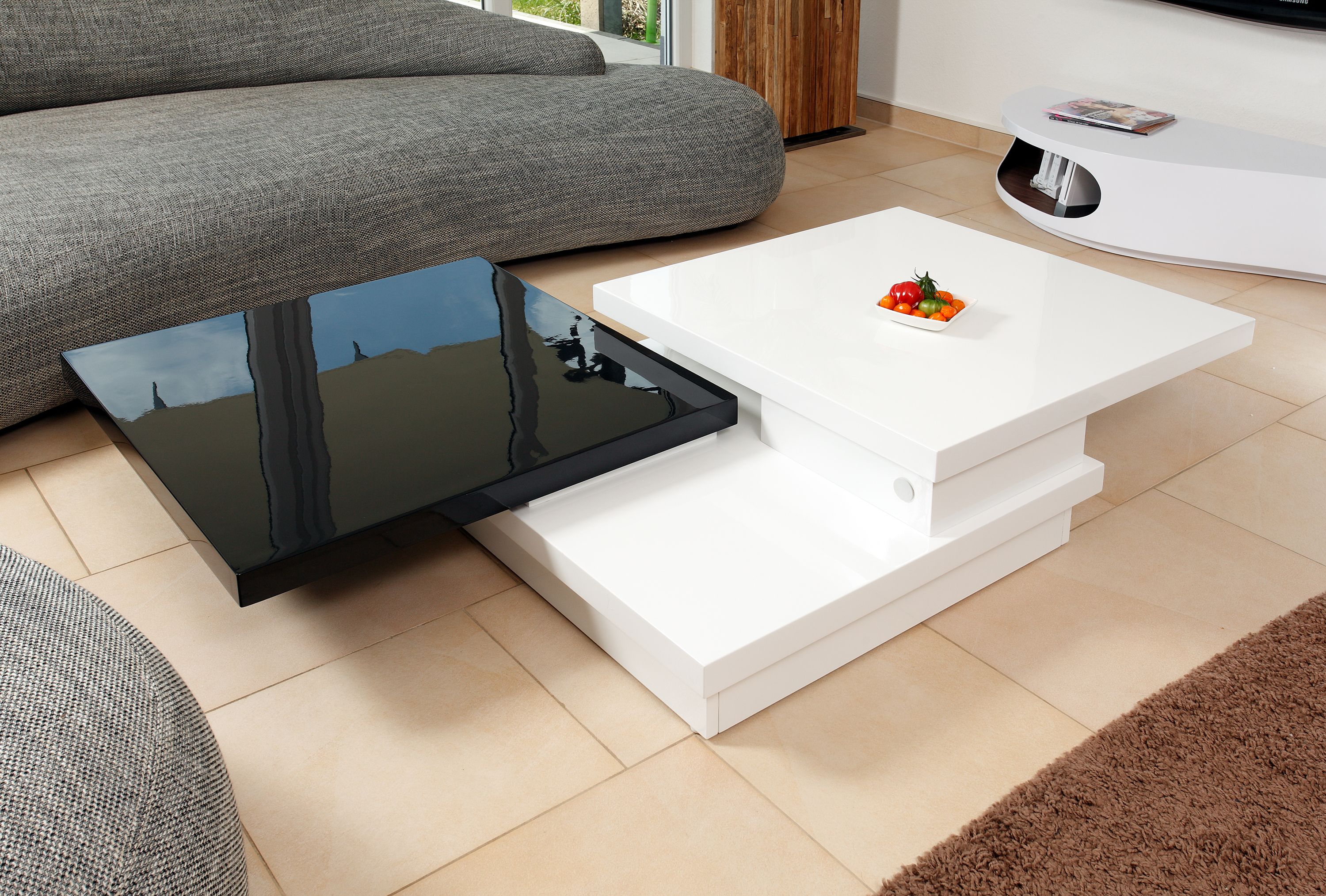 Couchtisch 120x80 hochglanz Beistelltisch Sofatisch Wohnzimmertisch Tisch weiß