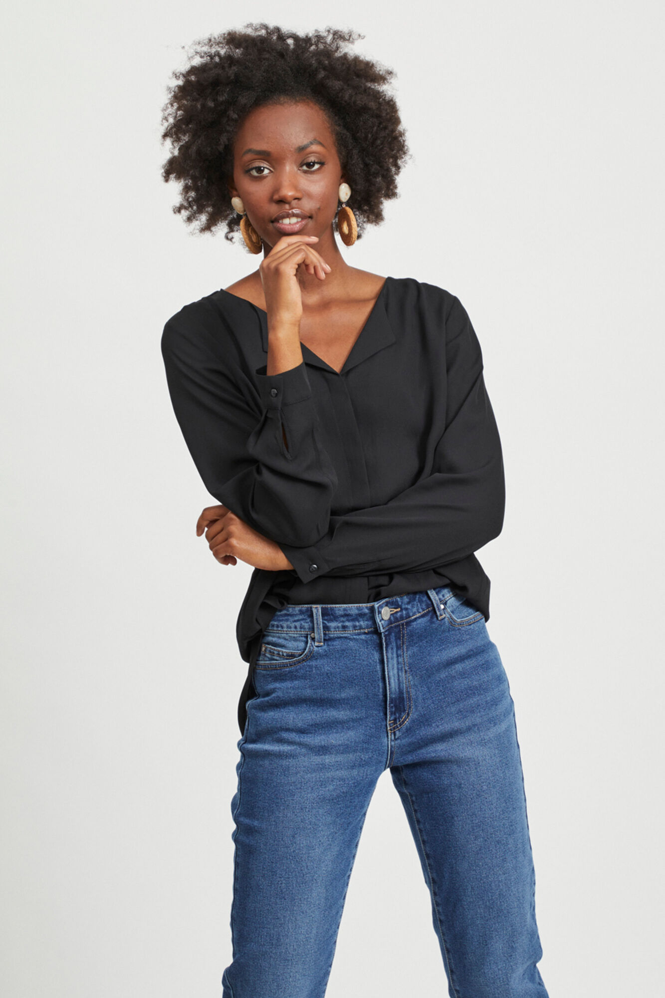 Blusa de manga comprida - Preta