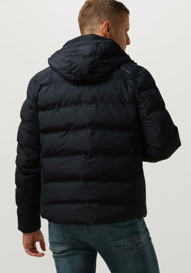 CAST IRON donkerblauwe cast iron gewatteerde jas hooded jacket dewster speedguard