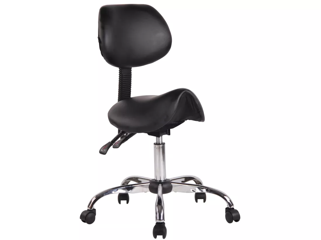 Tabouret de bureau - Similicuir & Métal chromé - Noir - Stuttgart