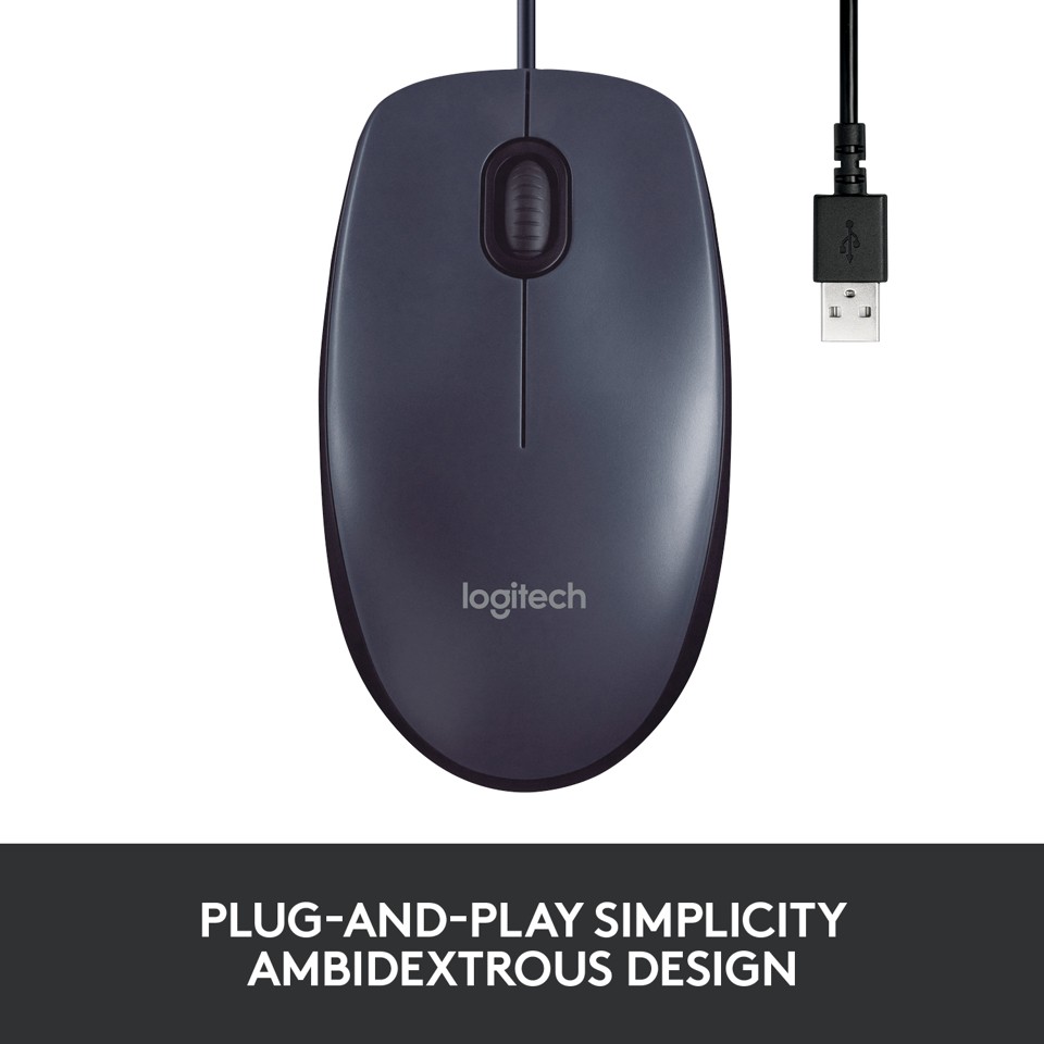Logitech - B100 800dpi Optical High Quality Wired USB Mouse