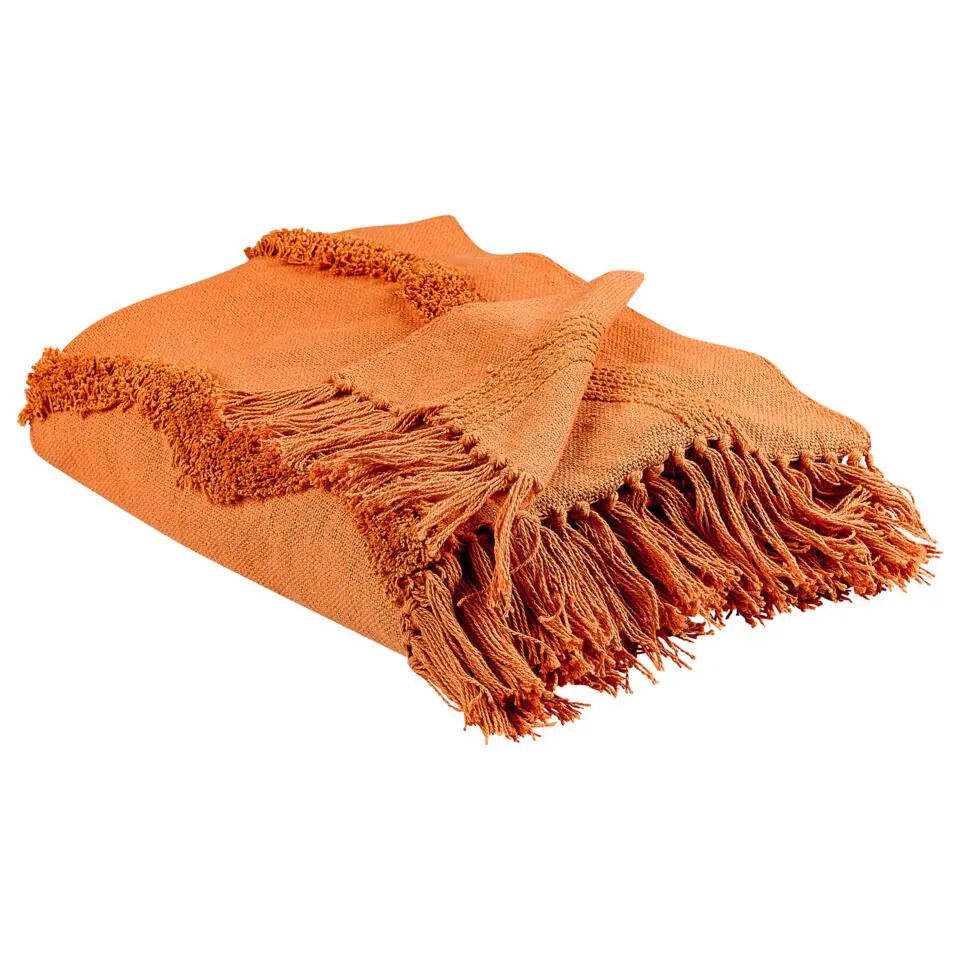 KHARI - Plaid - Oranje - 125 x 150 cm - Katoen