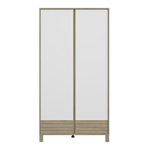 Armoire 2 Portes Achille Chêne Blond et Blanc - GALIPETTE