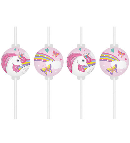 Decorata Party Strohhalme - 4er-Pack - Unicorn Rainbow Farben