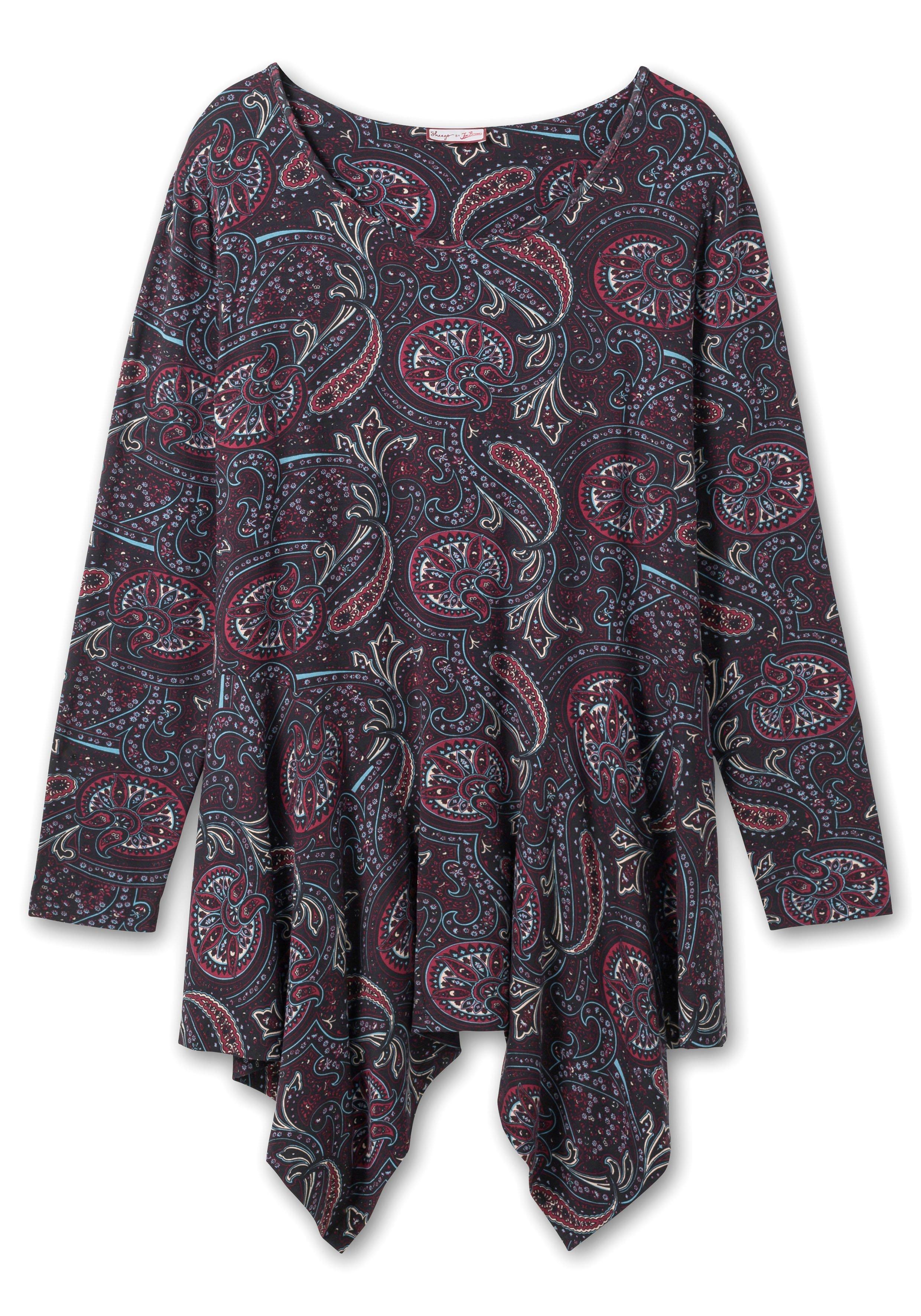 Zipfelshirt in Longform, mit Paisley-Print