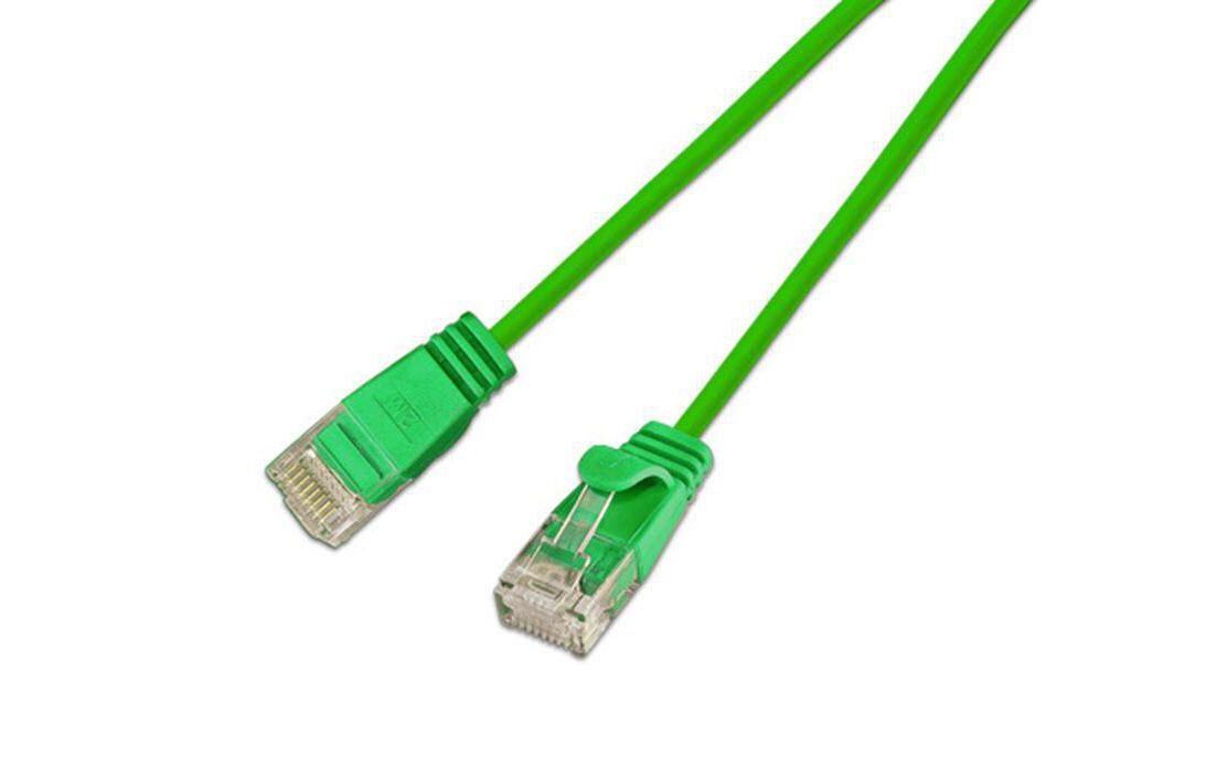 Slimpatchkabel RJ-45 - RJ-45, Cat 6, UTP, 0.5 m, GrünLightpatchkabel rund, ungeschirmtes Twisted-Pair-Kabel (U/UTP) mit Klinkenschutz