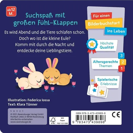 Ravensburger Wo bist du, kleine Eule? Mit großen Fühlklappen