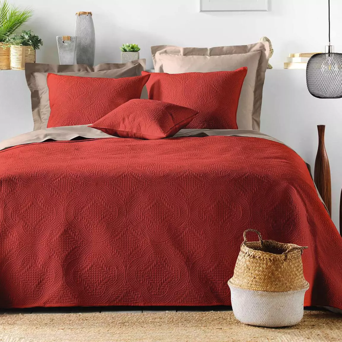 Housse de coussin carrée microfibre (60 x 60 cm) Romane Terracotta