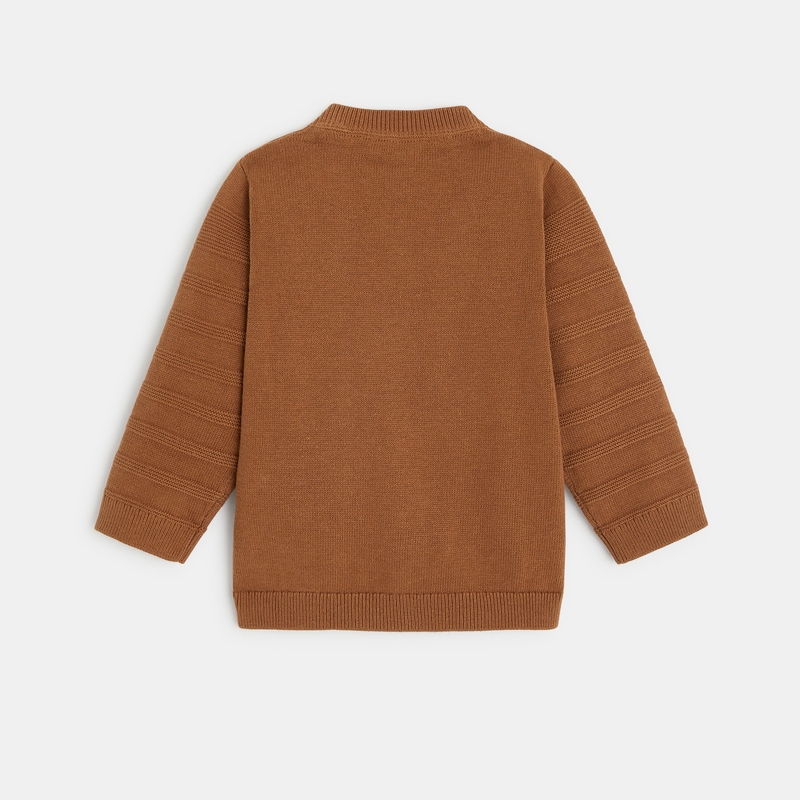 Gilet zippé maille fantaisie marron bébé garçon