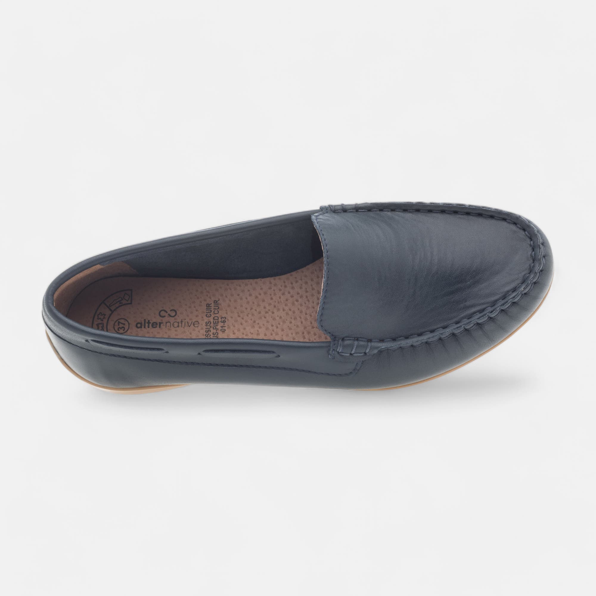 Mocassins Femme en cuir bleu marine